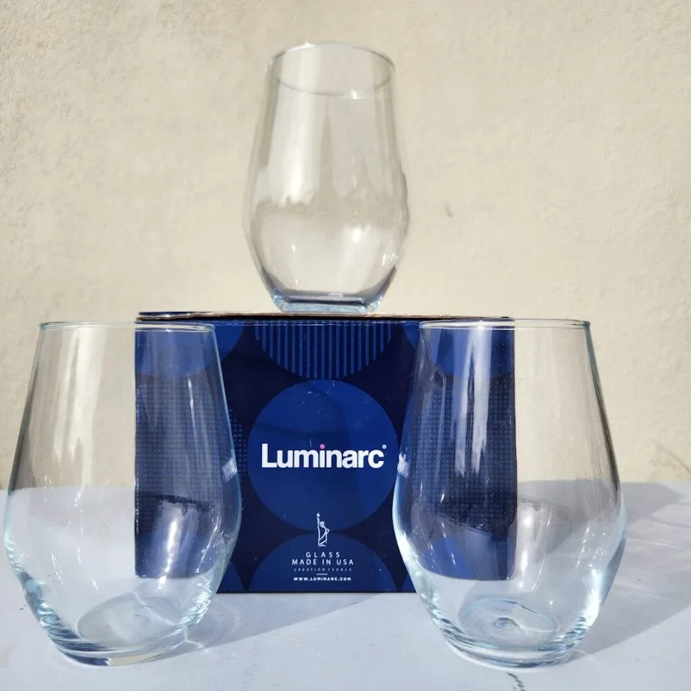 NEW Set of 3 Luminarc Concerto 19 oz glass stemless wine water iced tea glasses